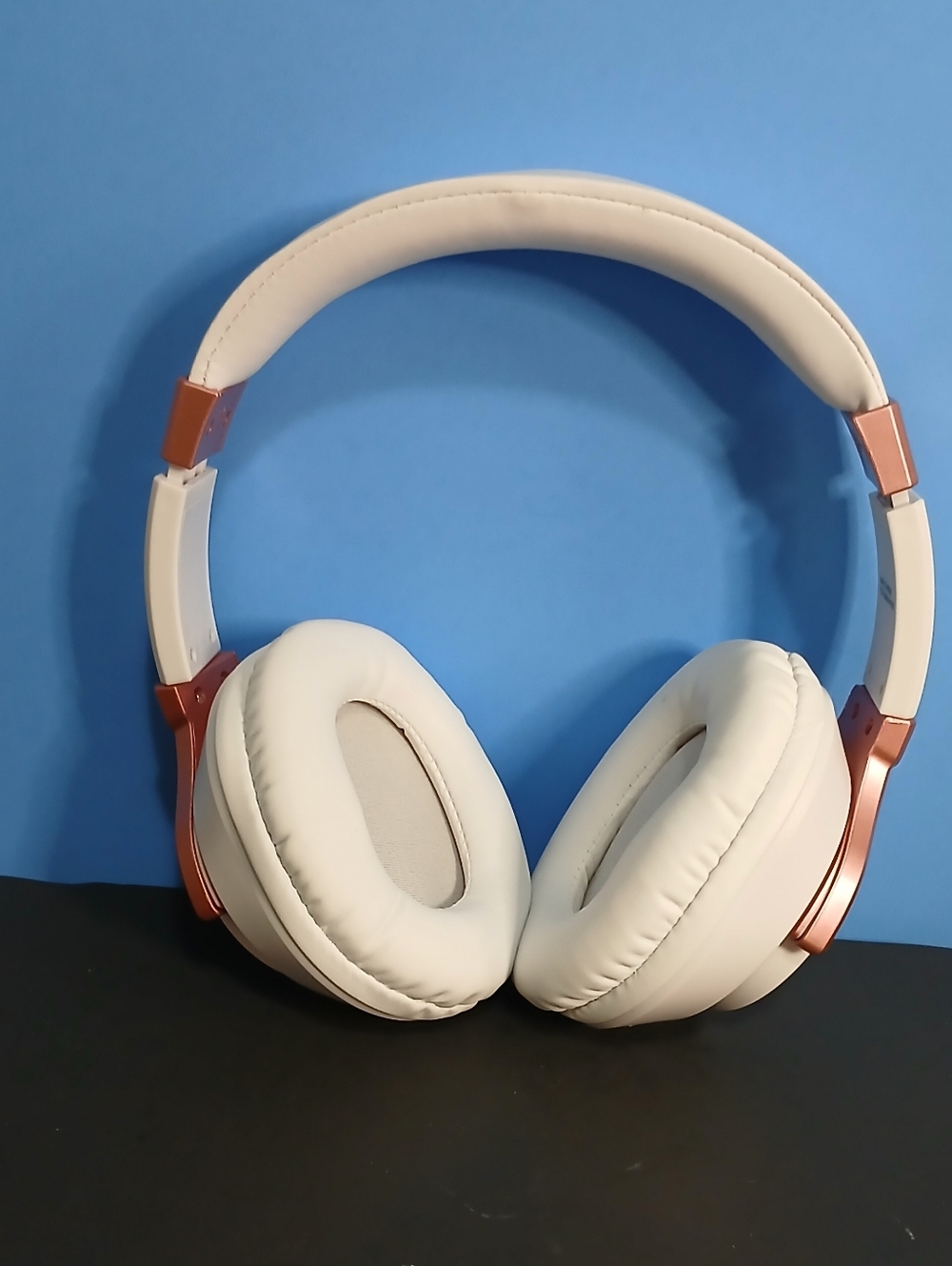Wireless Over-Ear Headphones in Cream with Rose Gold Accents